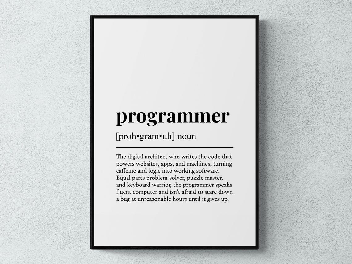 Programmer Funny Definition Job Work Gift Wall Art Print