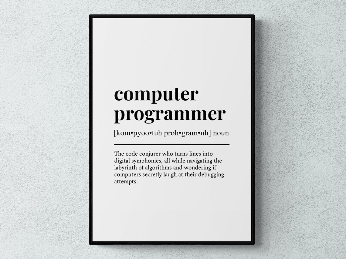 Computer Programmer Funny Definition Job Work Gift Wall Art Print