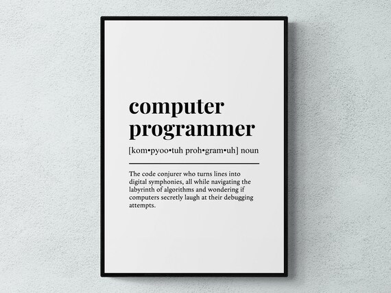 Computer Programmer Funny Definition Job Work Gift Wall Art Print