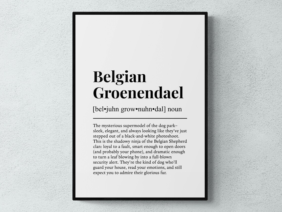 Belgian Groenendael Funny Definition Dog Wall Art Print