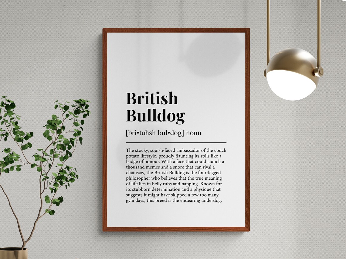 British Bulldog Funny Definition Dog Art Print - Image 3