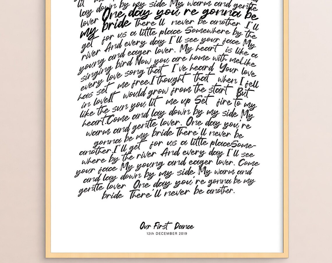 Handwritten Song Lyrics Personalized First Dance Print