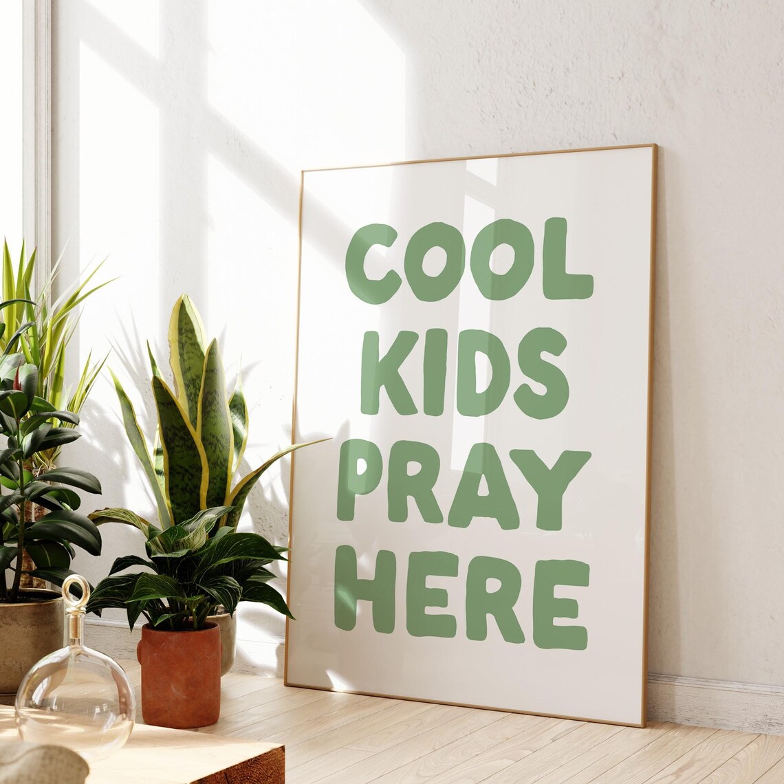Christian Kids Room Wall Art Nursery Print Bible Verse Sage Green