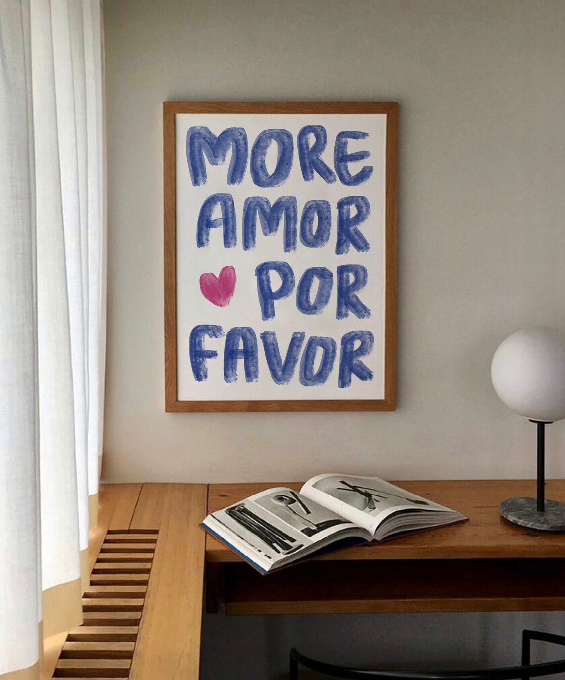 More Amor Por Favor Blue Watercolor Spanish Love Quote Poster - Image 2
