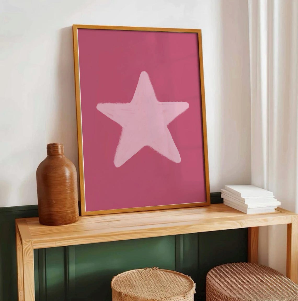 Pink Star Minimalist Hand Drawn Abstract Star Illustration Poster - Image 4