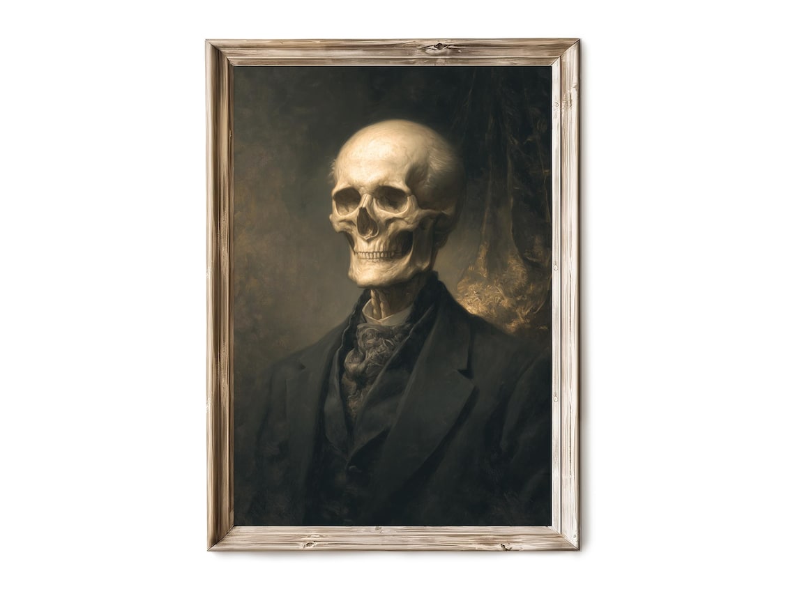 Victorian Skeleton Portrait, Gothic Halloween Art Print