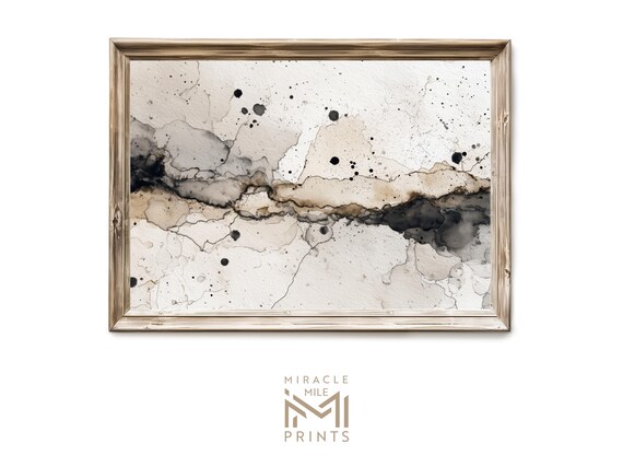 Neutral Ink Abstract Wall Art Modern Minimalist Serene Composition Decor Japandi 220