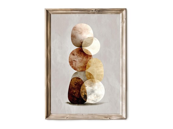 Minimalist Stacked Stone Abstract Wall Art Modern Neutral Vertical Print Japandi Organic Decor 162