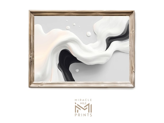 Minimal Neutral Abstract Wall Art Modern Grey White Japandi Flowing Form Decor Instant 224