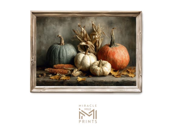 Fall Rustic Wall Art Autumn Heirloom Harvest Still Life Moody Farmhouse Decor Vintage Artful Print H 486