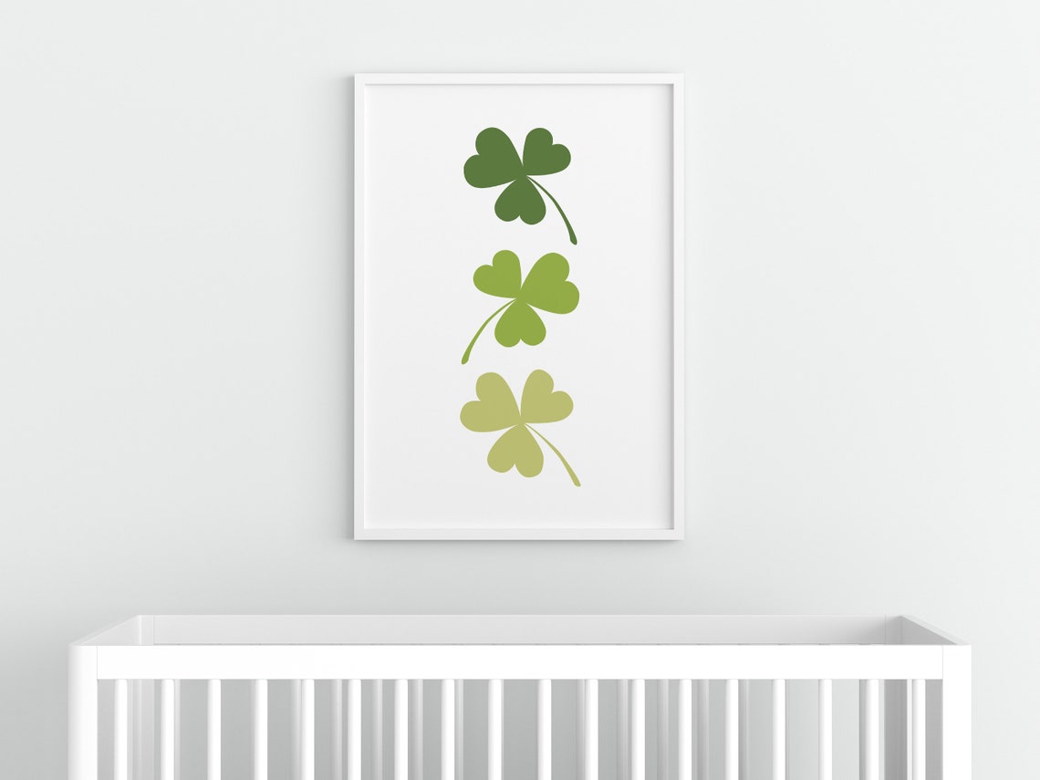 Three Green Shamrocks Minimalist St Patricks Day Wall Art Poster - Image 5