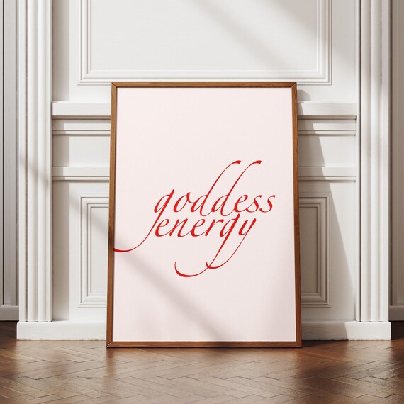 Goddess Energy Red Script Self Love Empowerment Quote Poster