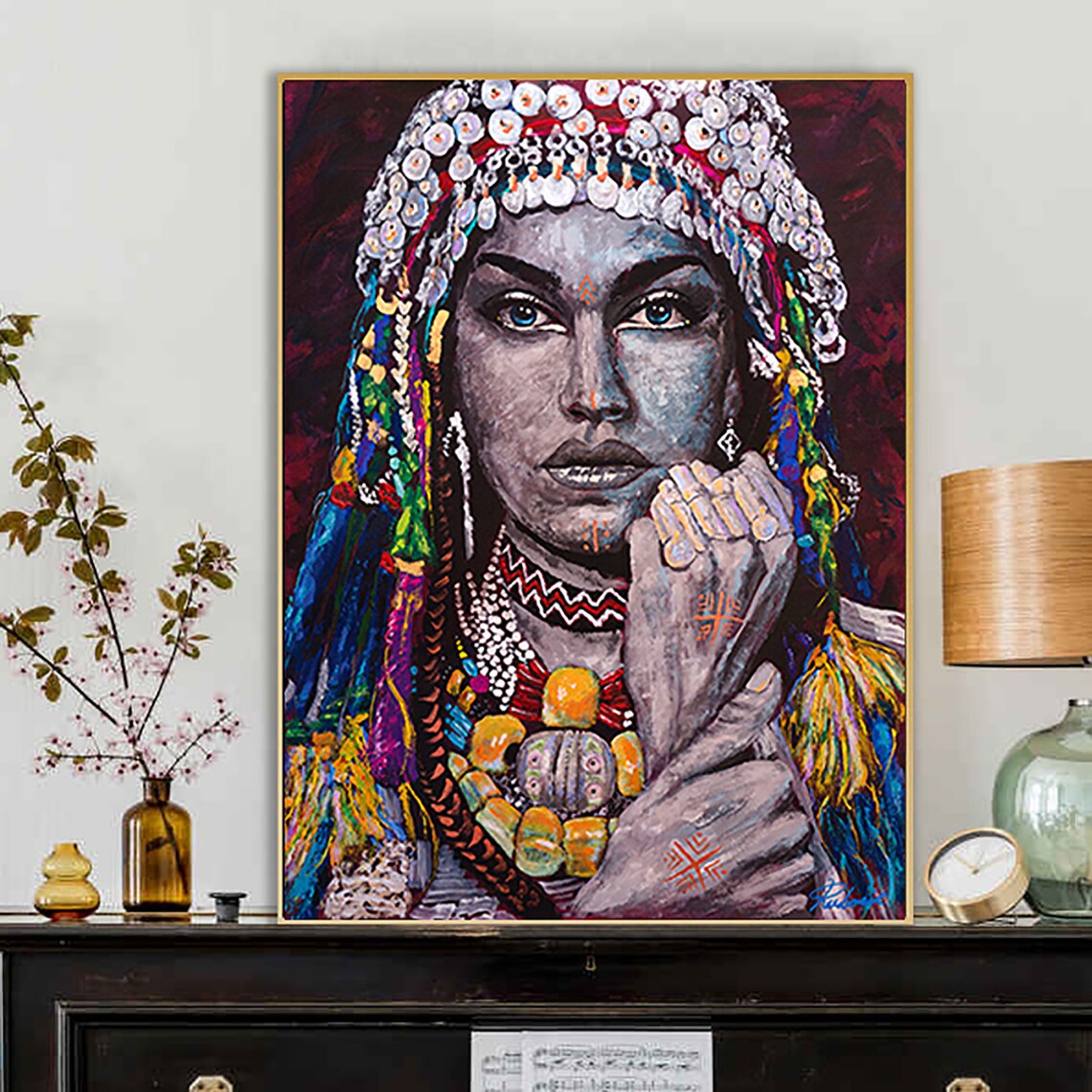Moroccan Amazigh Woman Art Print, Ethnic Poster