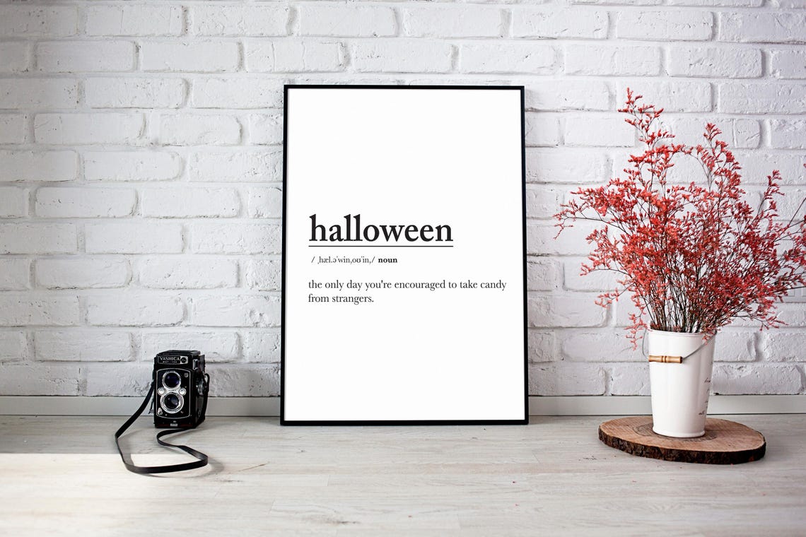 Halloween Definition Poster Funny Dictionary Style Typographic Decor