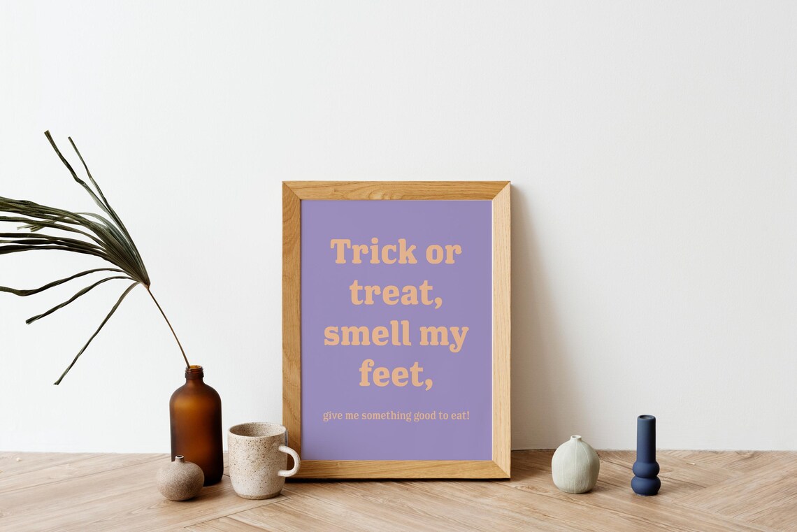 Trick or Treat Smell My Feet Poster Purple Halloween Rhyme Wall Decor Art - Image 3