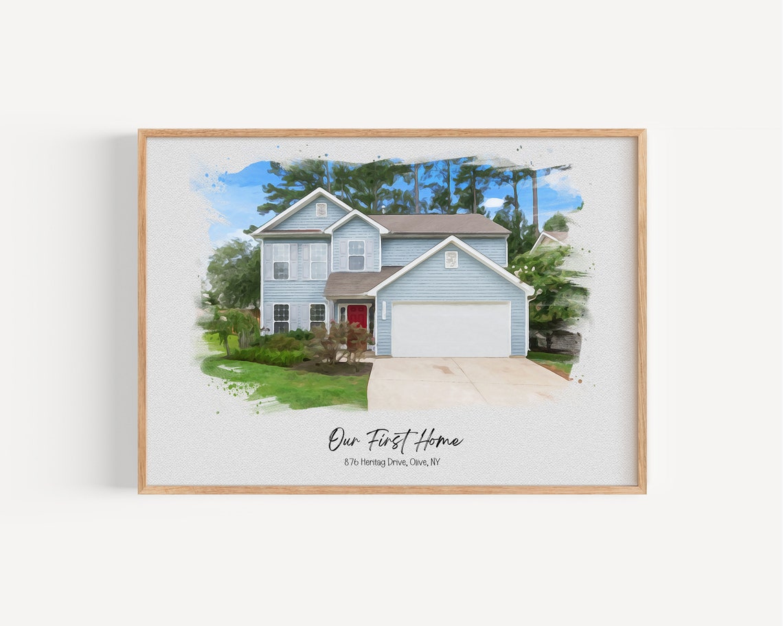 Our First Home Custom House Watercolor Portrait Keepsake Gift Poster - Image 5