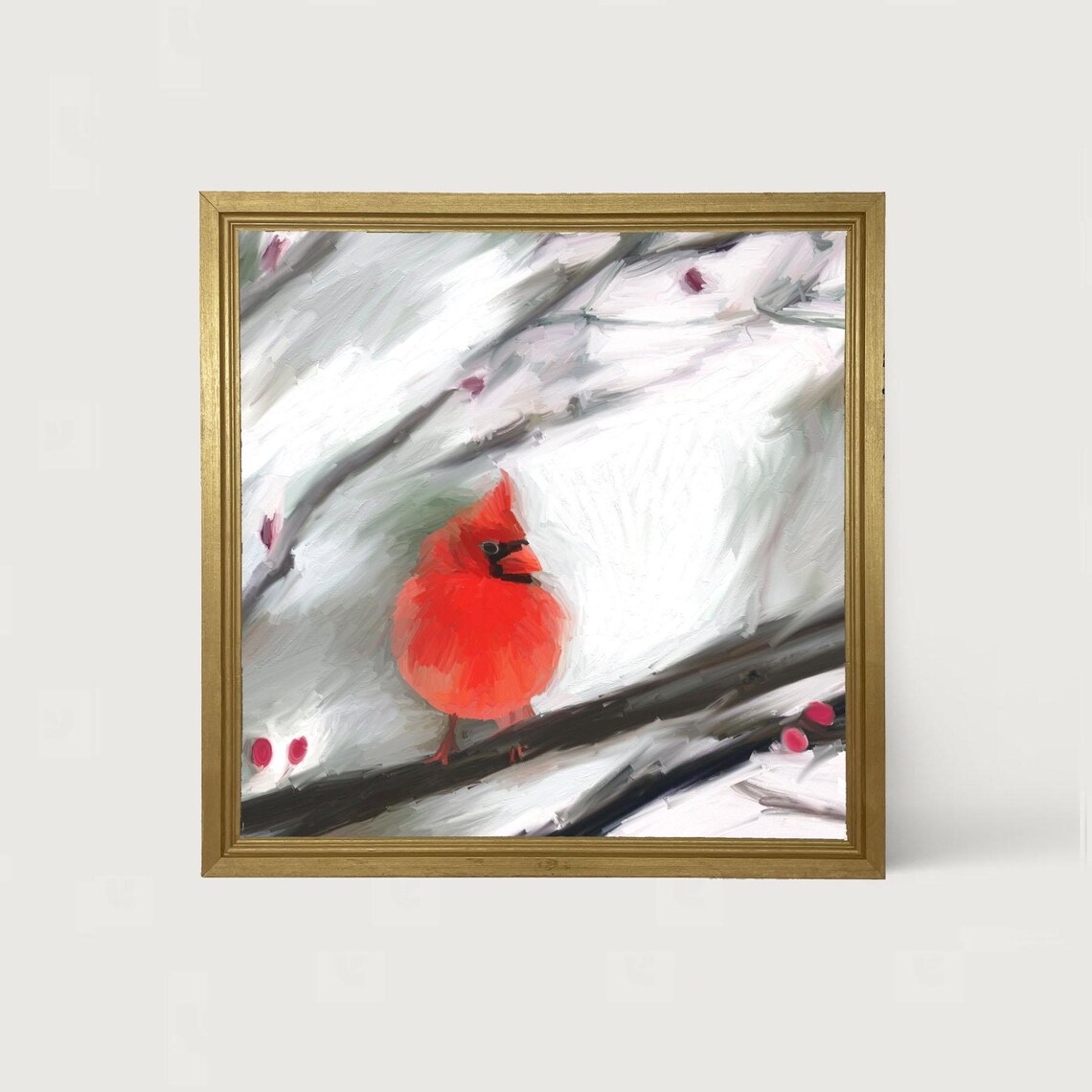 Cardinal Watercolor Wildlife Art Print for Walls
