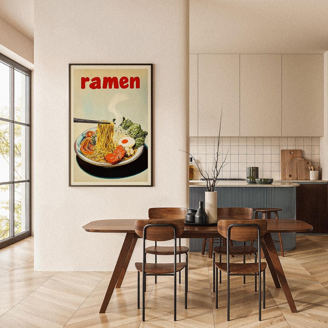 Ramen Vintage Japanese Noodle Bowl Retro Chopsticks Kitchen Art Poster - Image 4