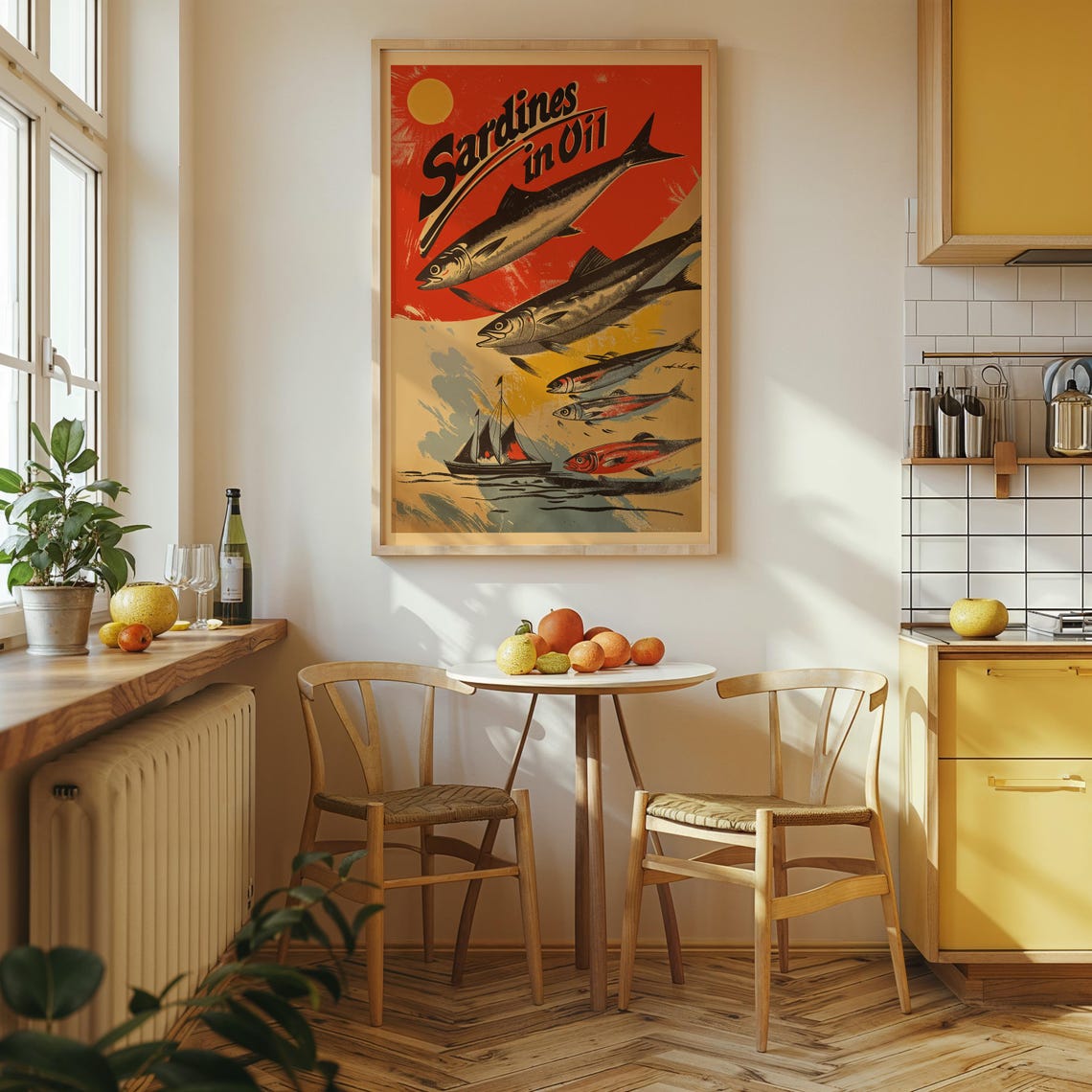 Sardines in Oil Vintage Red Seafood Advertising Kitchen Art Poster - Image 2