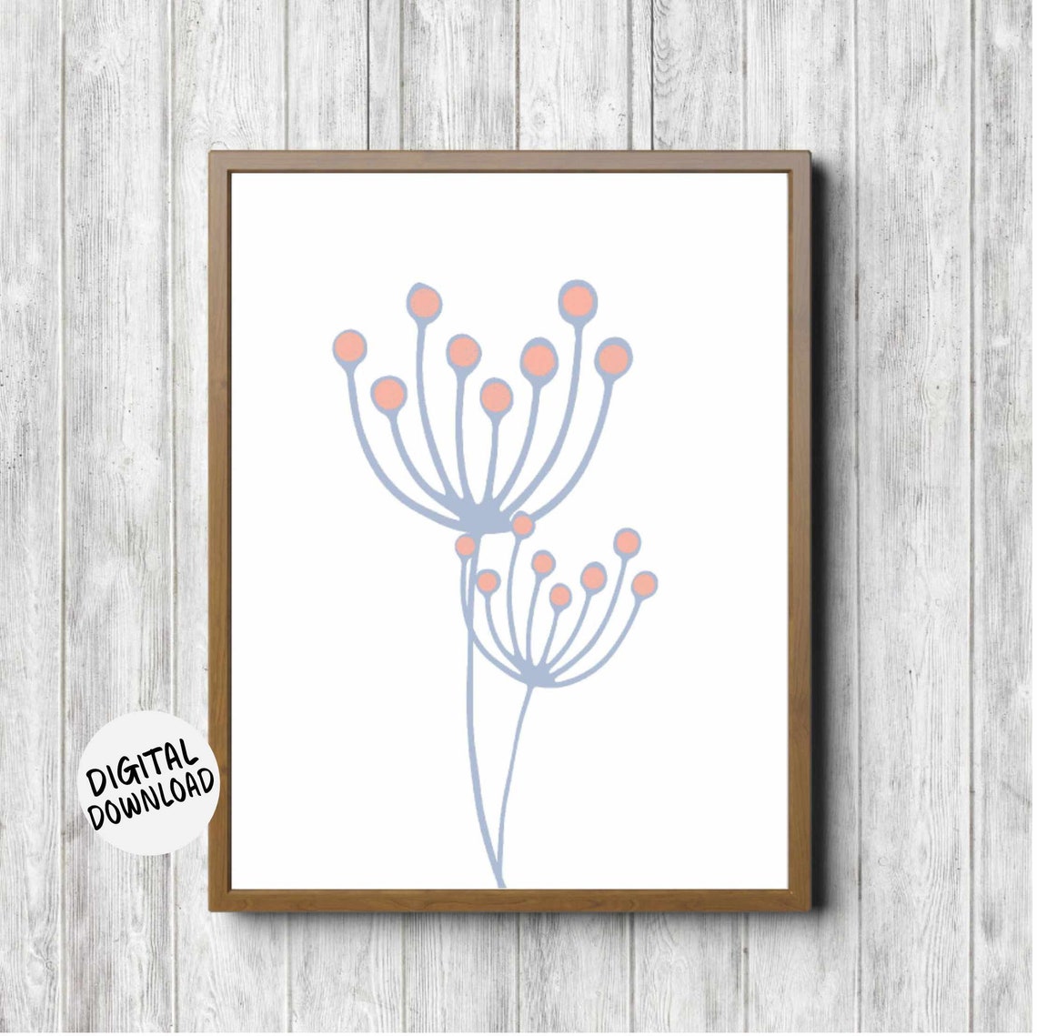 Modern Minimalist Peach Botanical Bloom Floral Nursery Poster
