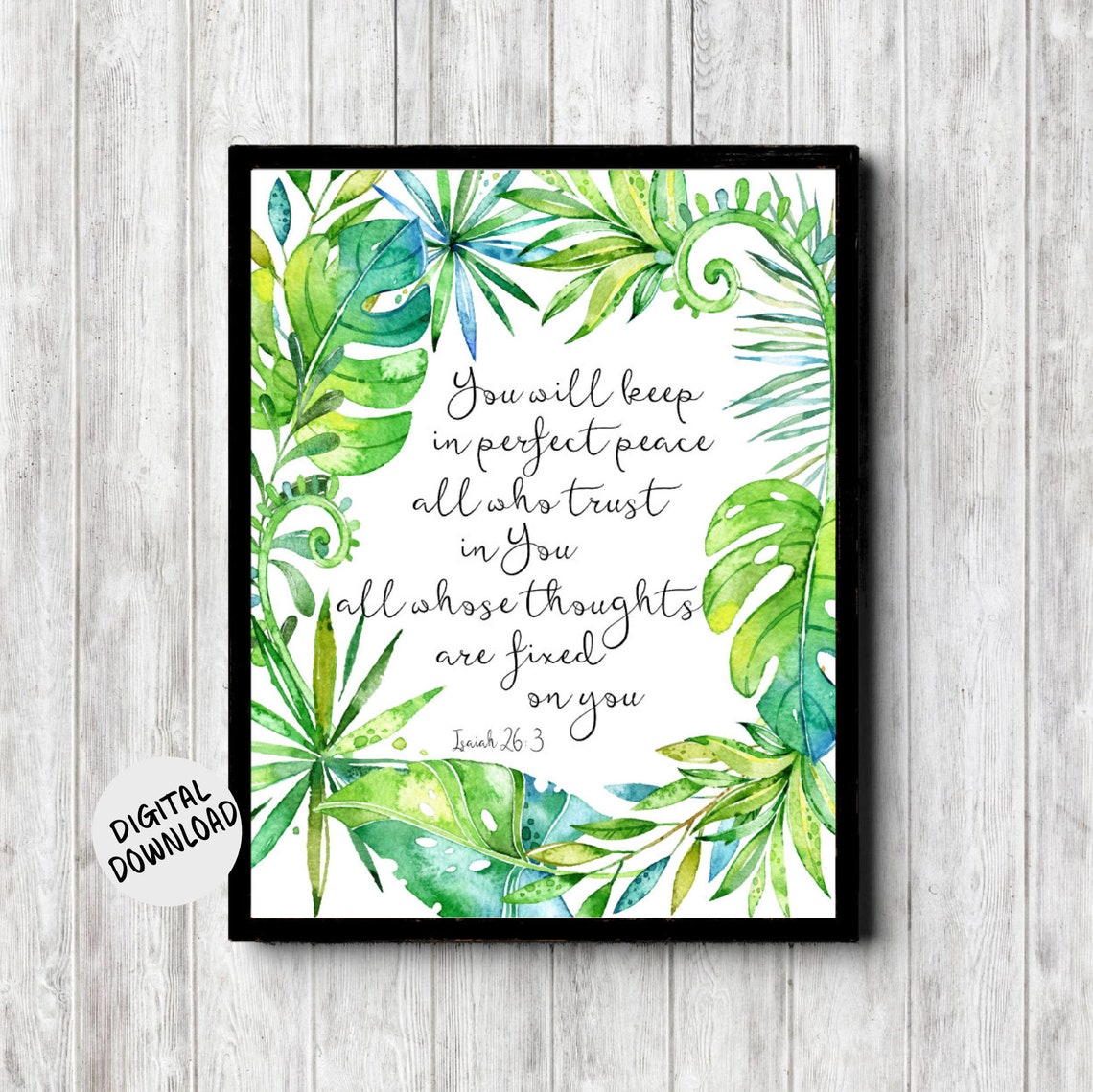 Isaiah 26 3 Perfect Peace Scripture Tropical Botanical Poster