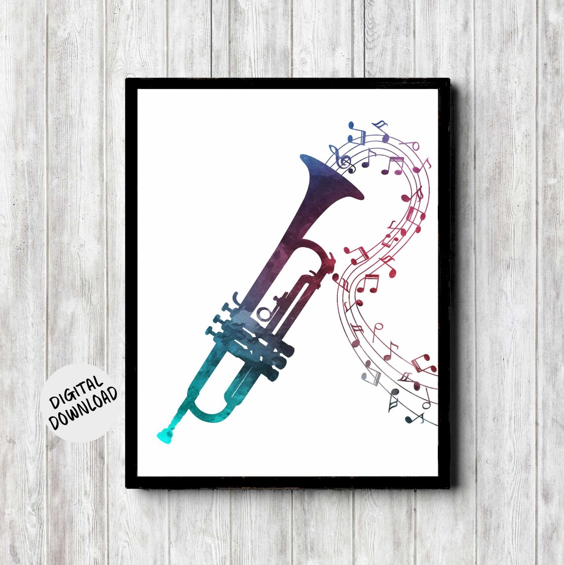 Trumpet Music Notes Jazz Big Band Art Print
