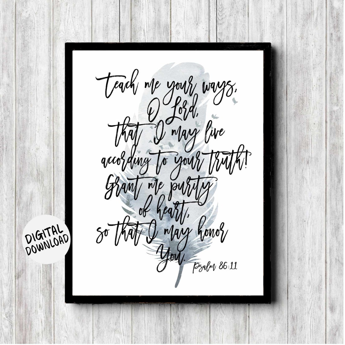 Bible Verse Wall Art Christian Gift For Her Him Psalm 86 11 Scripture Decor