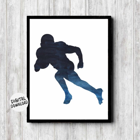 Football Athlete Silhouette Art Print, Boys Room Decor