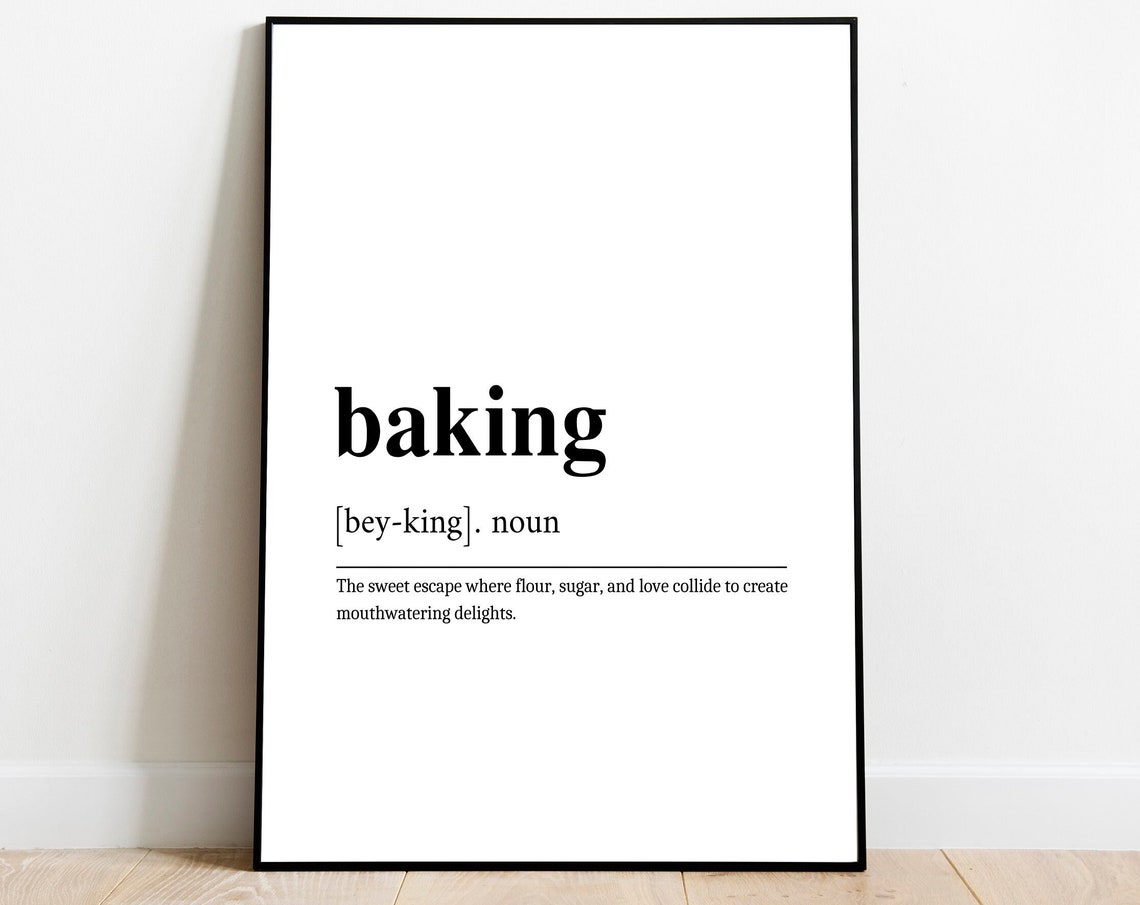 Baking Dictionary Definition Typography Minimalist Kitchen Poster