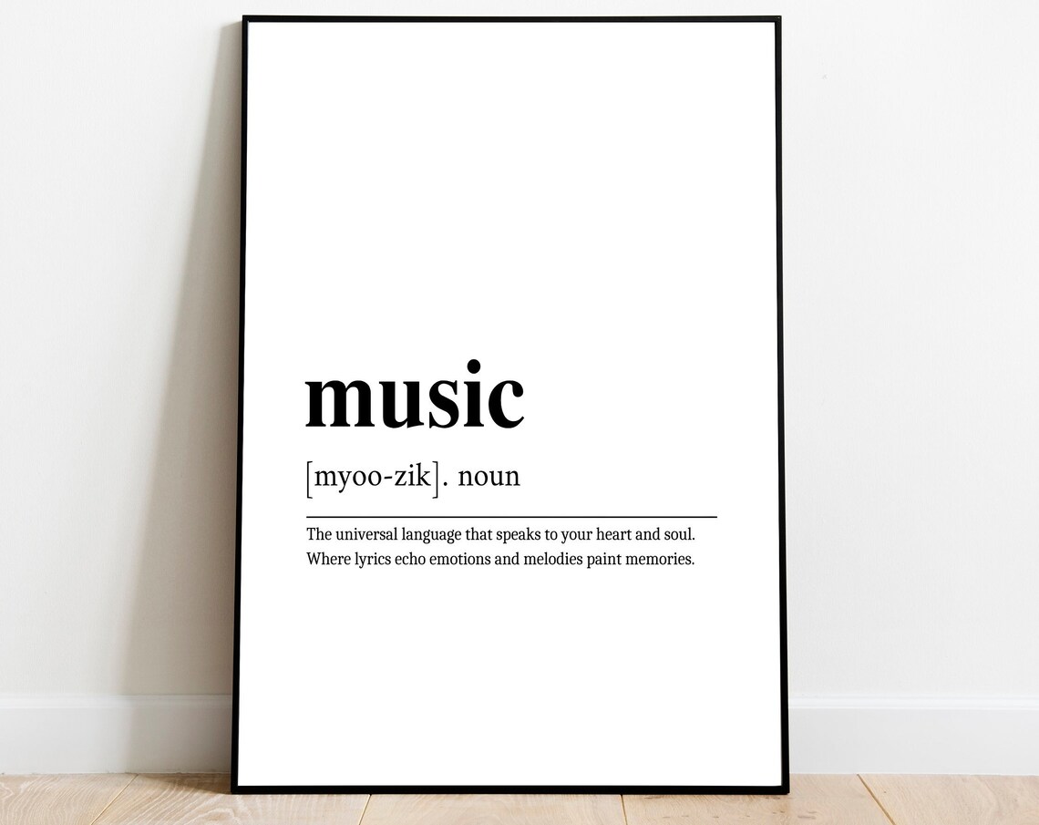 Music Definition Poster Minimalist Typography Gift for Musicians