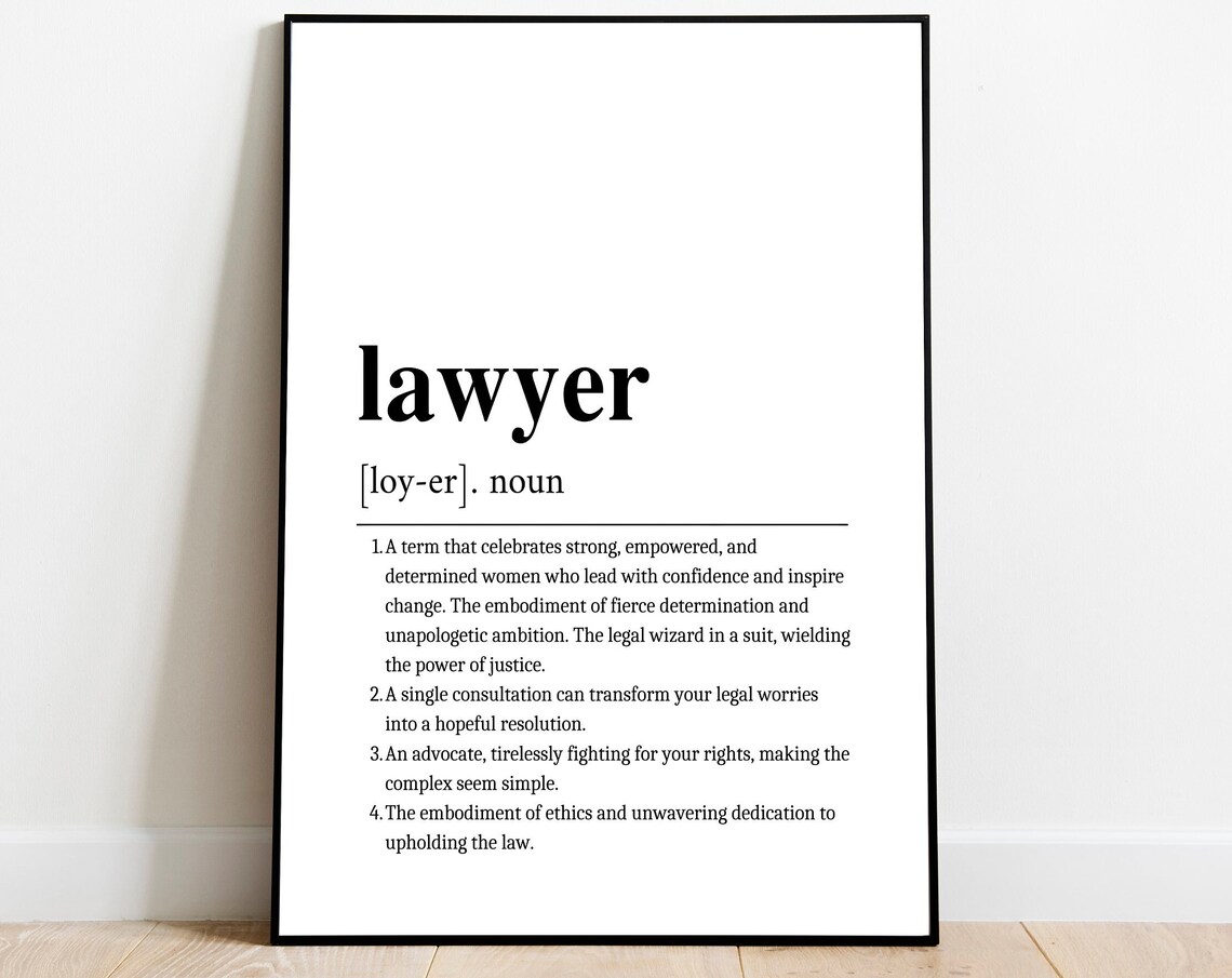 Lawyer Definition Print, Minimalist Typographic Poster
