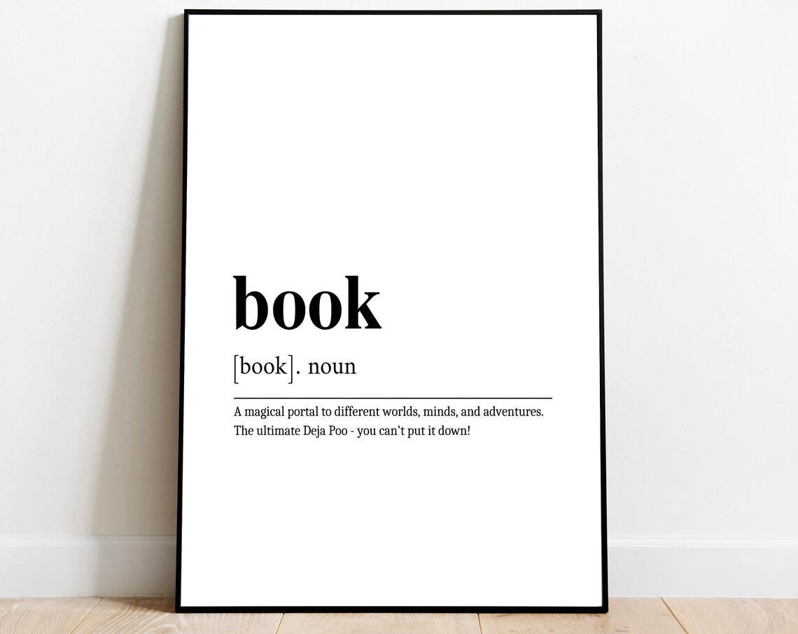 Book Definition Dictionary Page For Readers Minimalist Wall Art