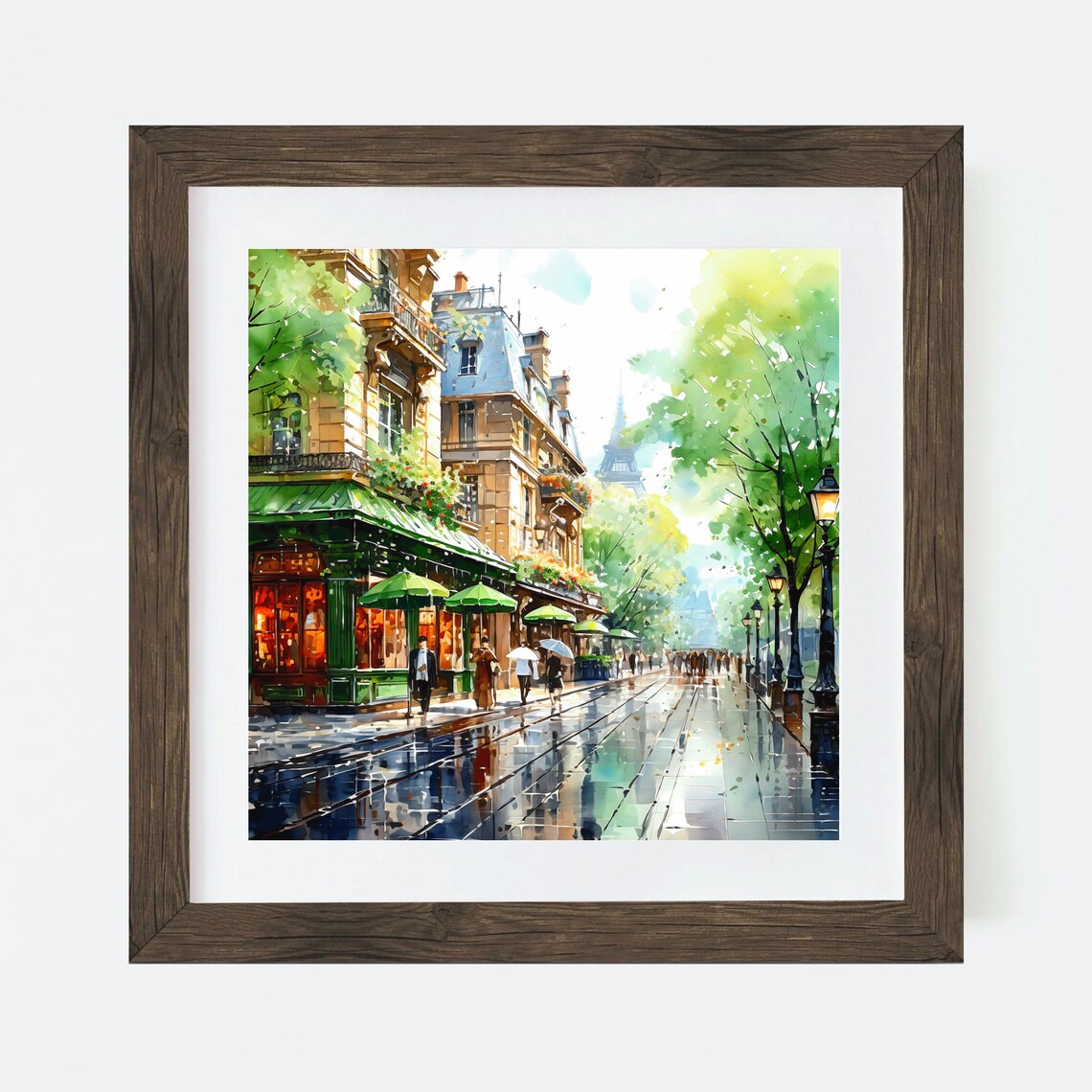 Paris Watercolor Travel Poster, France Street Scene - Image 3