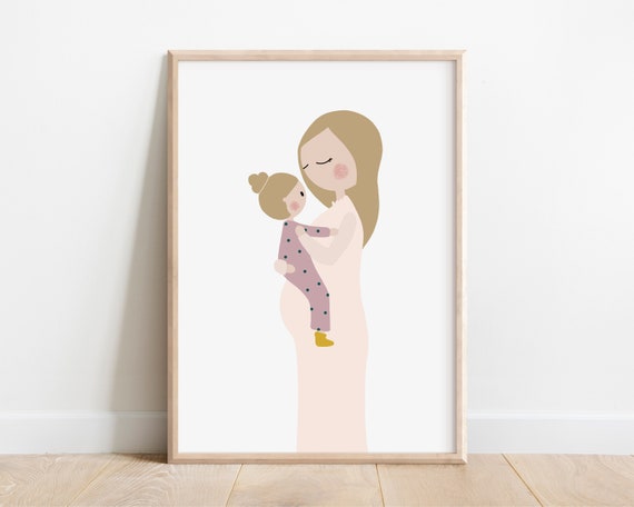 Mommy And Us Art Print Pregnant Mother And Child Pregnant Mom Print Gift For Expecting Mom Pregnancy Artwork