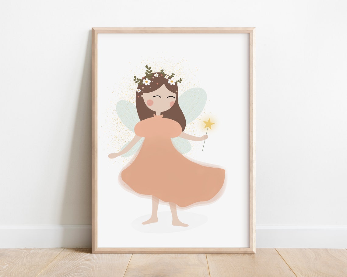 Flower Fairy Art Print Girls Fairy Wall Art Nursery Fairies Fairy Gifts For Girls