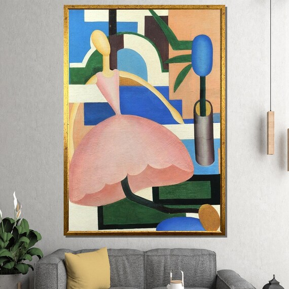 Vintagefernandlgerdancer In Pinkdanseuseenroseabstract Geometric Modernist Art Print For Contemporary Wall Decor