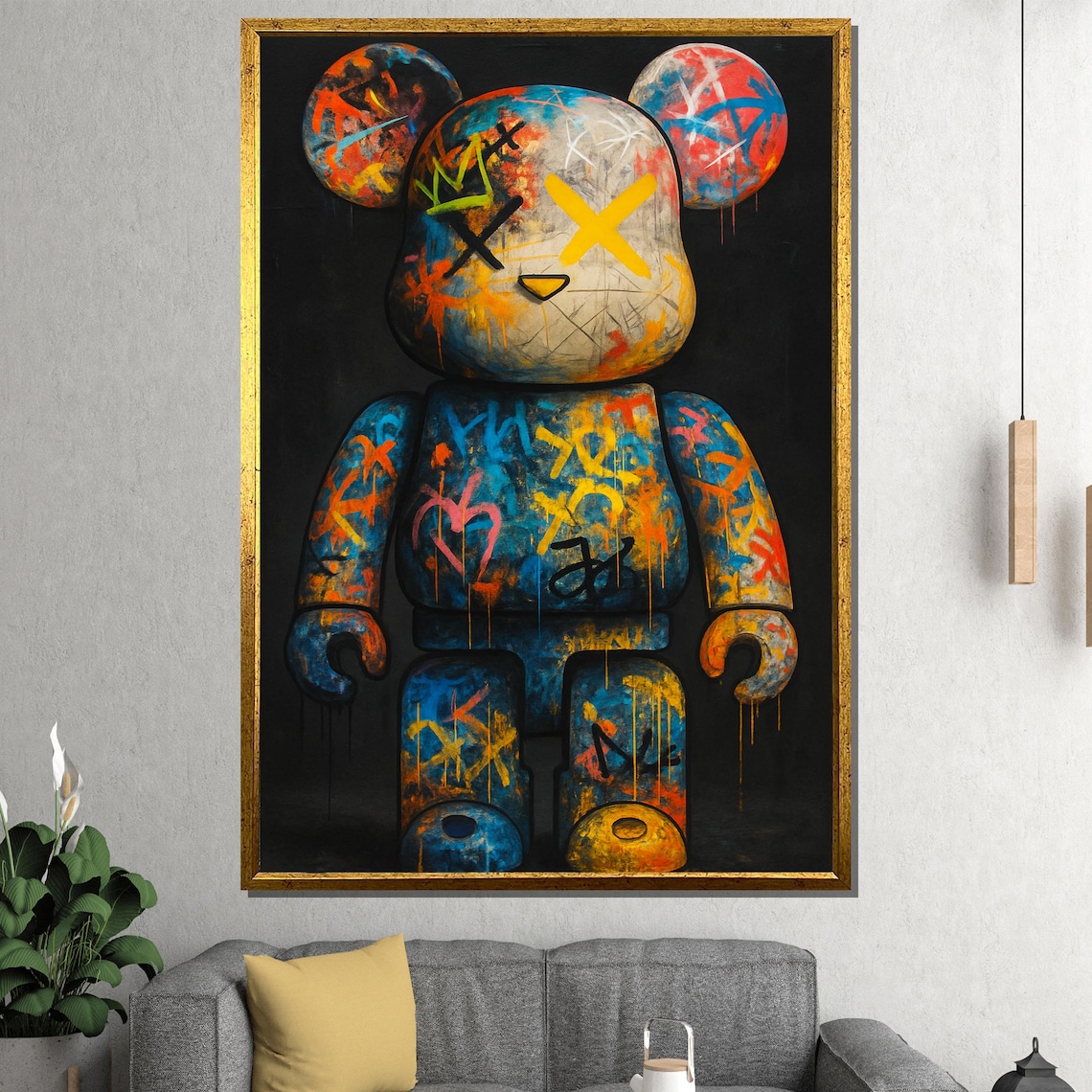 Graffiti Bear Urban Pop Art Poster, Game Room Decor - Image 4