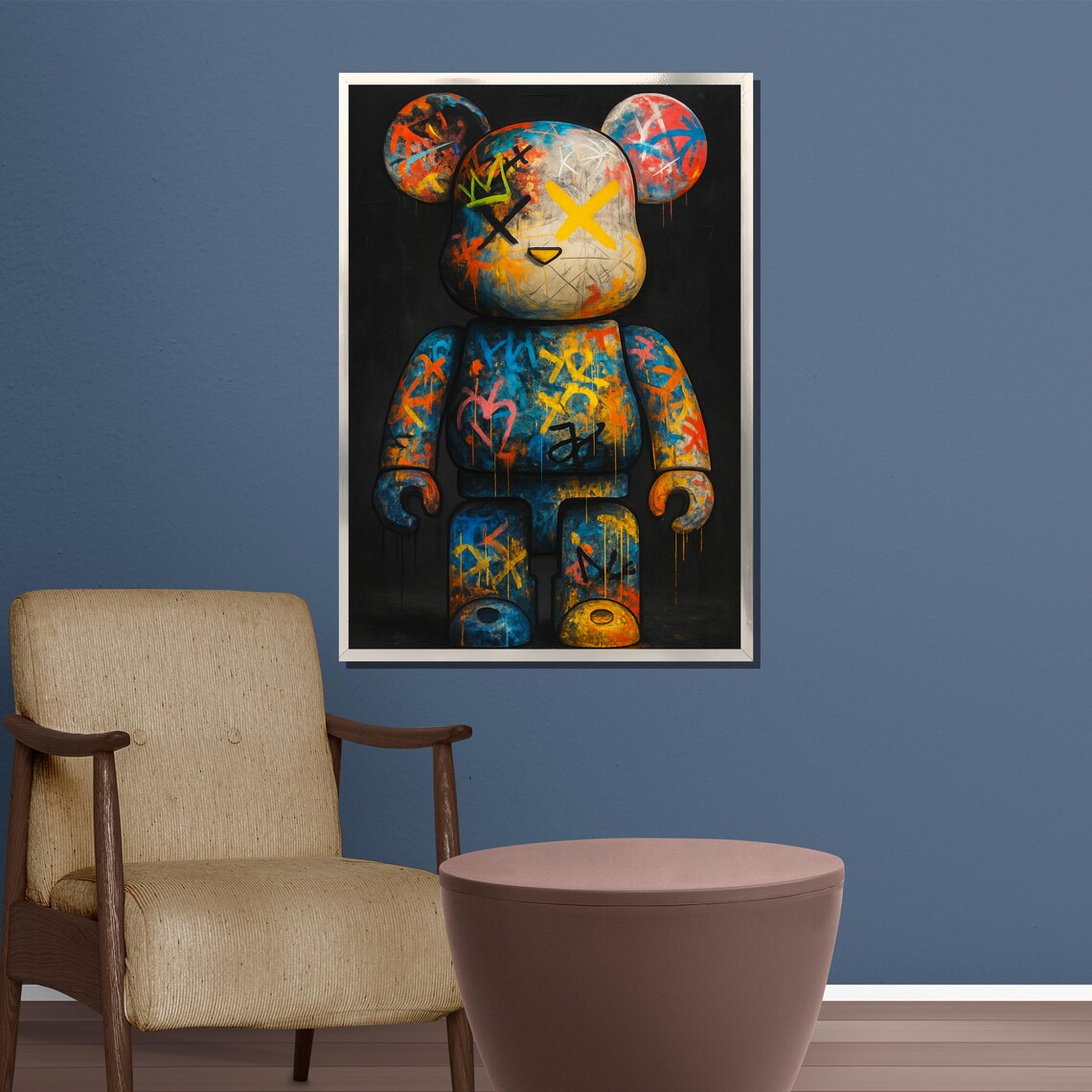 Graffiti Bear Urban Pop Art Poster, Game Room Decor - Image 2