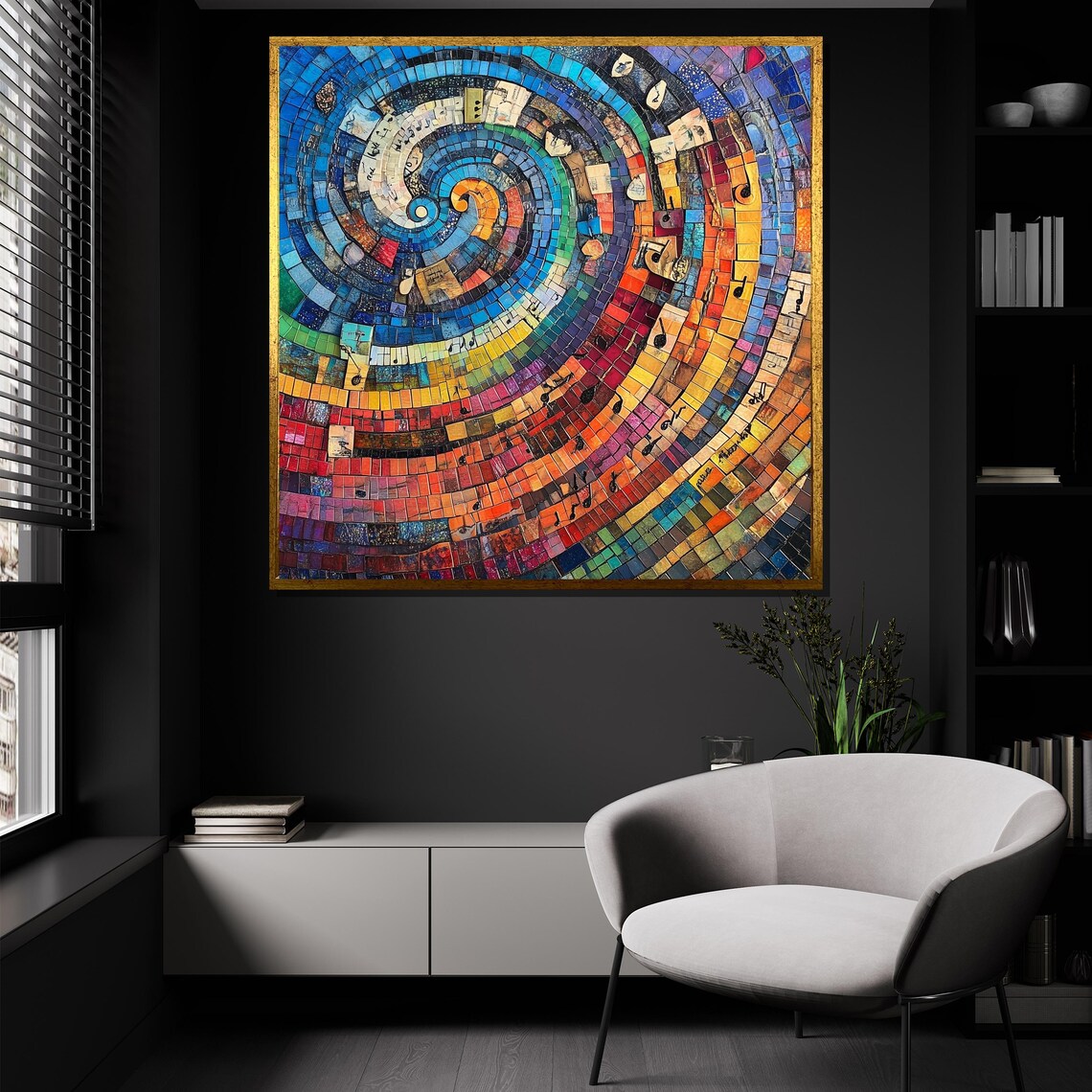 Colorful Mosaic Spiral Of Music Notes Abstract Music Wall Poster - Image 3