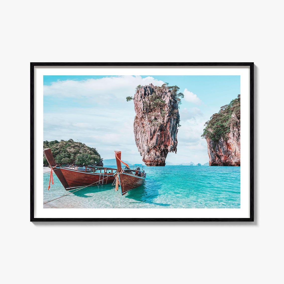 James Bond Island Thailand Longtail Boats Phang Nga Bay Poster