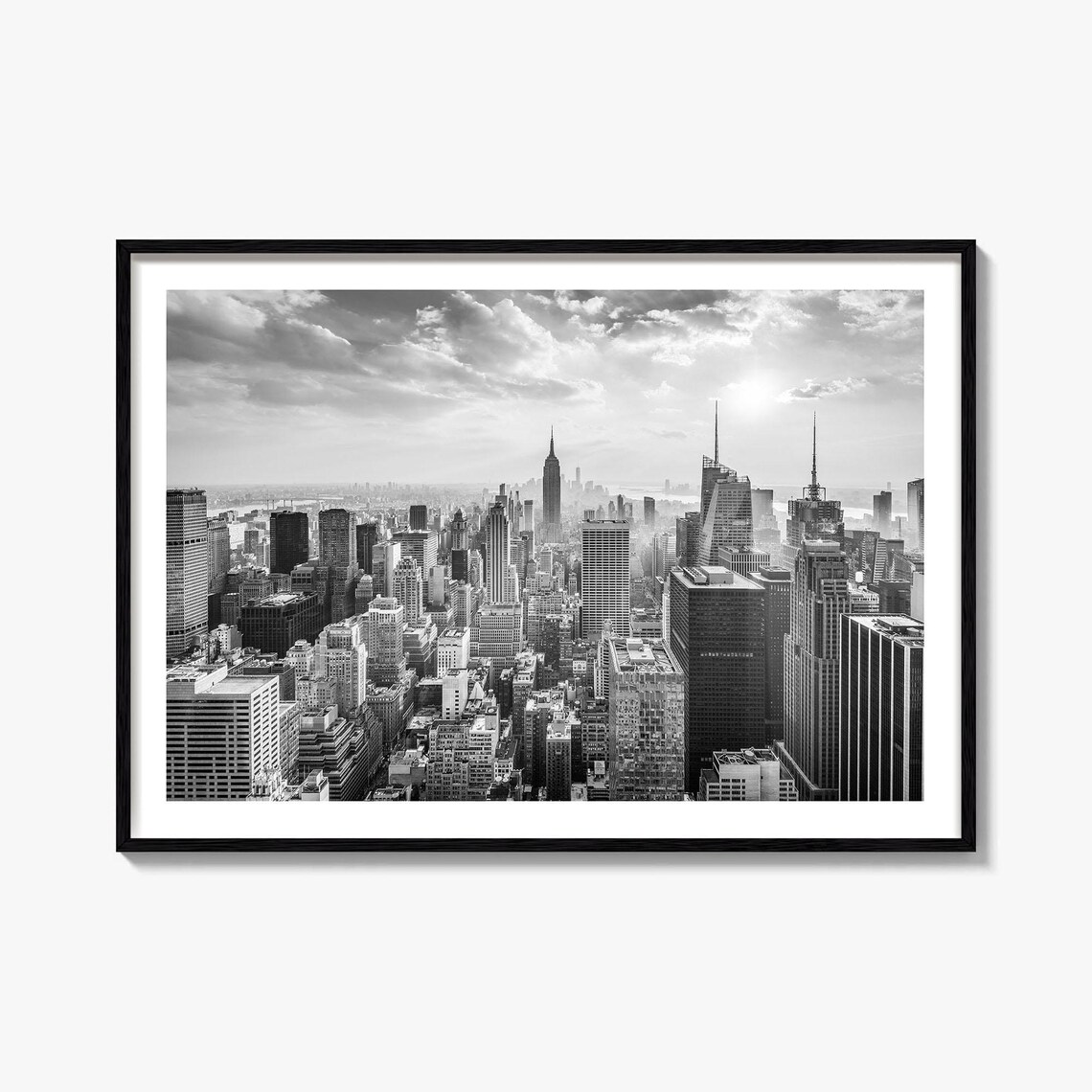 New York City Midtown Manhattan Empire State Black and White Poster