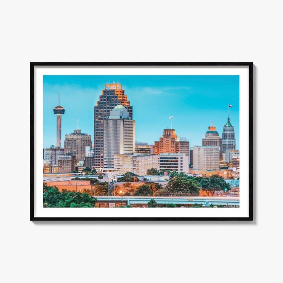 San Antonio Texas Skyline Tower Of The Americas Dusk City Poster