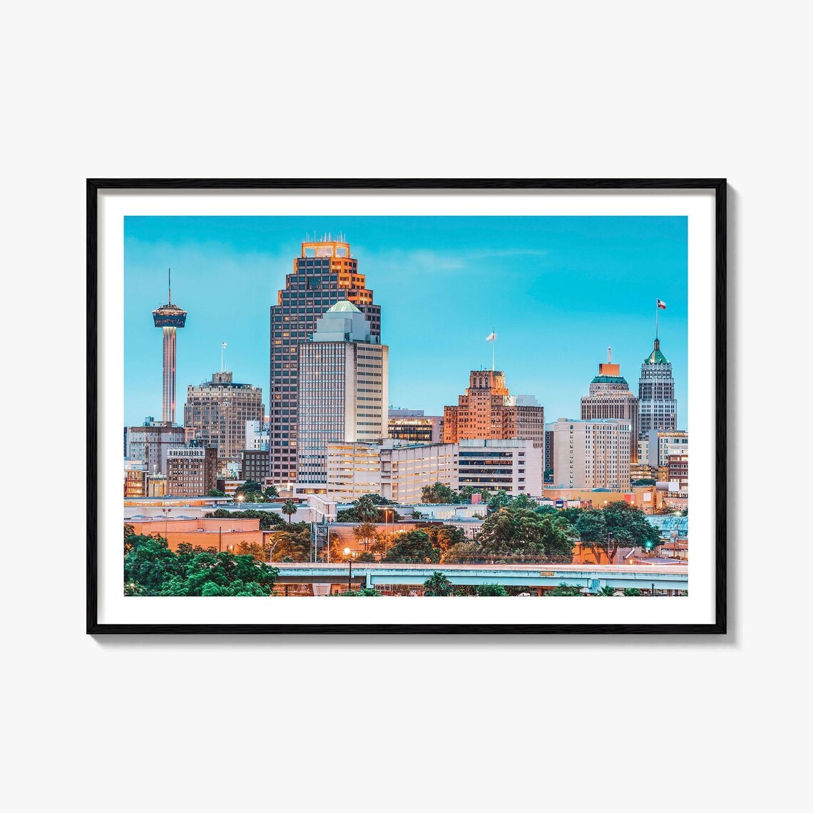 San Antonio Texas Skyline Tower Of The Americas Dusk City Poster