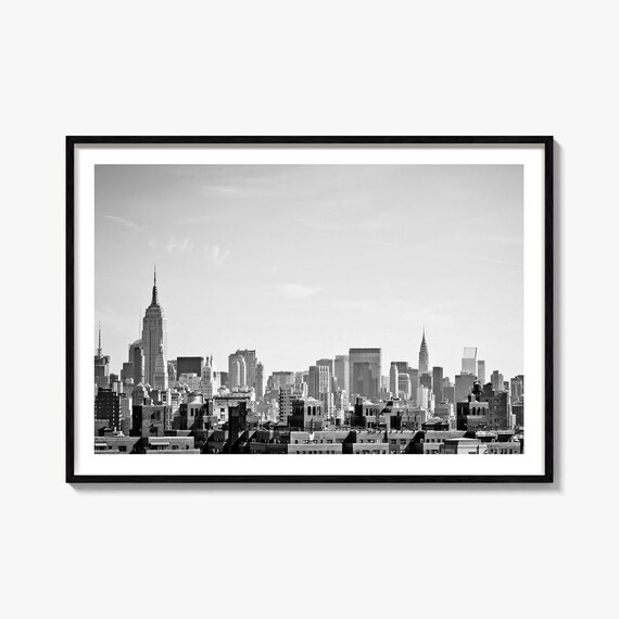 New York City Manhattan Skyline Black And White Skyscraper Poster