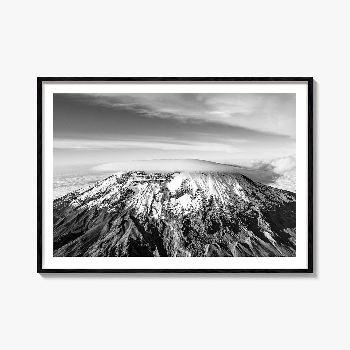 Mount Kilimanjaro Black And White Travel Poster