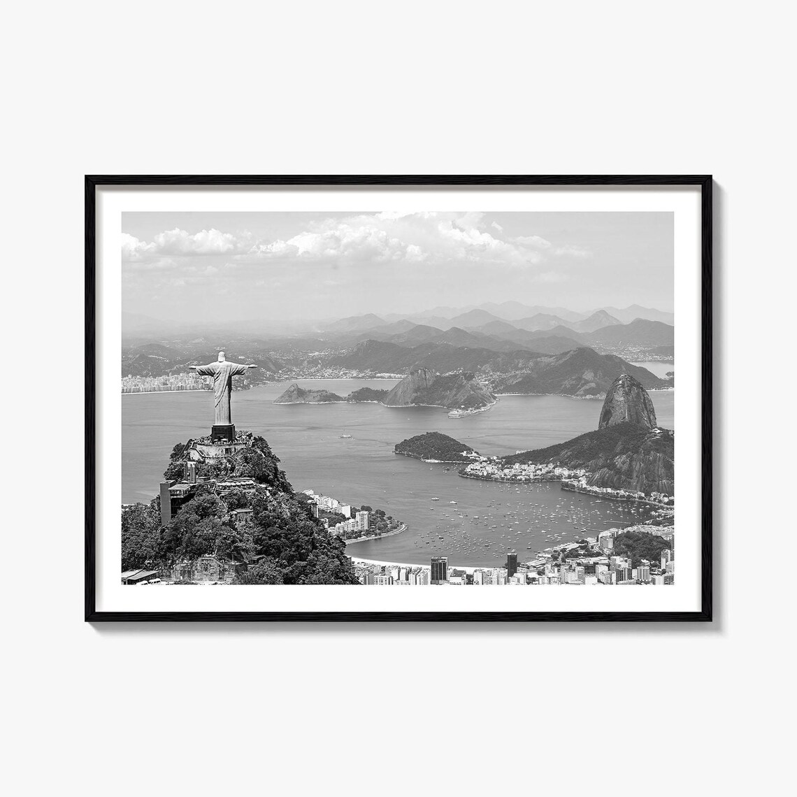 Brazil Black and White Travel Map Poster