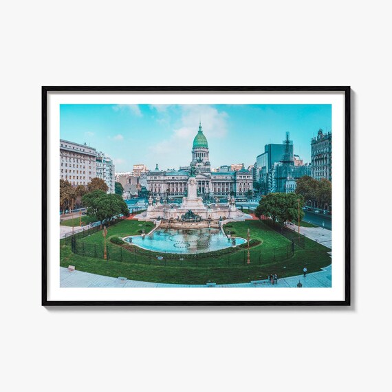 Buenos Aires Argentina Congress Plaza Fountain Color Photo Poster