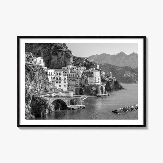 Sorrento Black And White Map Art Print