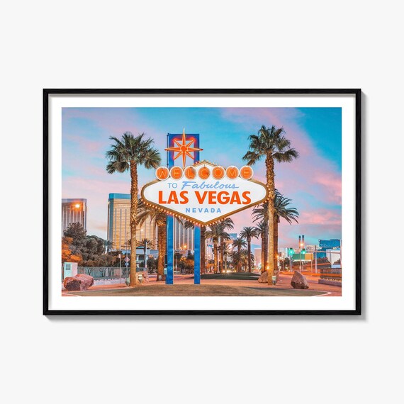 Las Vegas Nevada Welcome Sign Fabulous Neon Dusk Color Poster