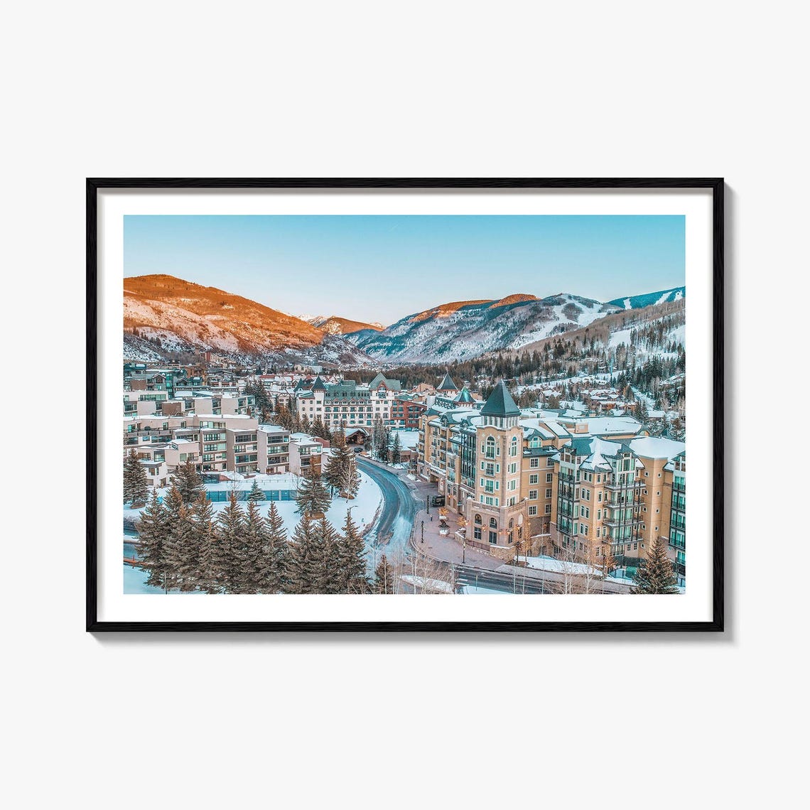 Vail Colorado Snowy Winter Mountain Resort Sunset Photo Poster